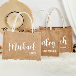 Bridesmaid Tote Bags, Beach Bag, Tote Gift Bags, Bridal Party Gift, Bridesmaid Proposal, Monogram Tote Bag, Jute Bag, Bridesmaid Gifts