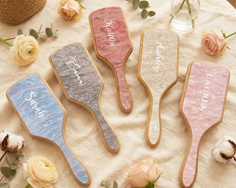 Gepersonaliseerde naamkam, aangepaste haarborstel met naam, cadeaus bruidsmeisje, cadeau voor moeder, cadeaus vrijgezellenfeest