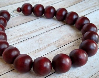 Chunky Wooden Bead Necklace, Wooden Choker Necklace, Large Wood Necklace Men, Big Wooden Necklace Choker, Wood Beaded Necklace for Women