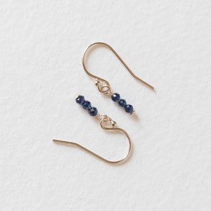 Small Navy Earrings for Women, Simple Blue Earrings Dangle, Sparkly Bead Earrings, Basic Jewelry Minimalist, Tiny Dangle Earrings for Work