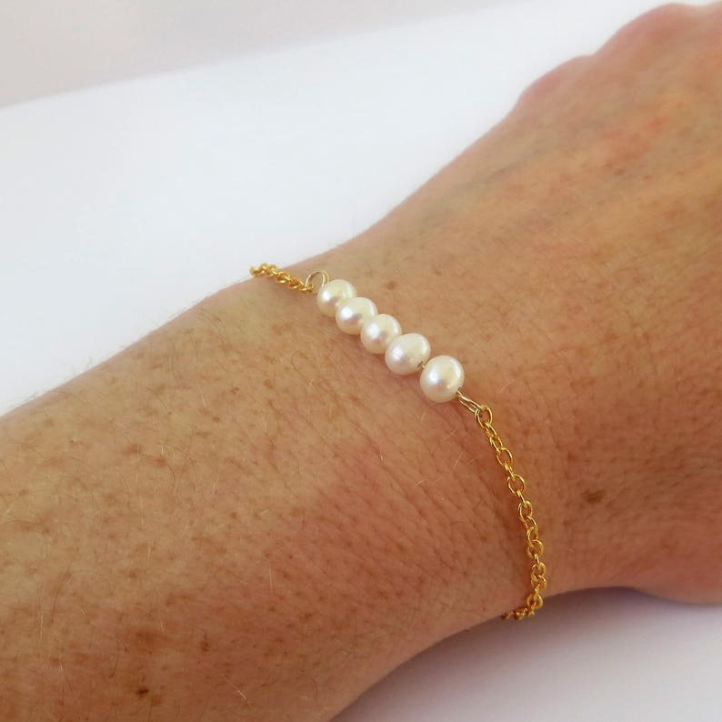 Real Pearl Bracelet Bridesmaid Pearl Gold Bracelet Gold Pearl Etsy