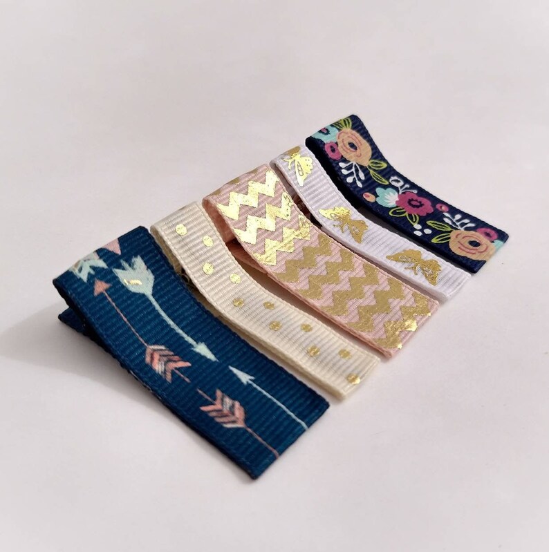Hair Clip Toddler Barrettes Ribbon Barrettes Gold Barrette Etsy