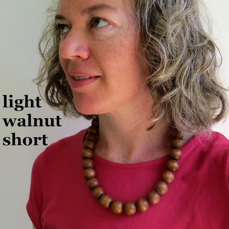 Wood Bead Necklace Large Wooden Bead Necklace Wooden Etsy