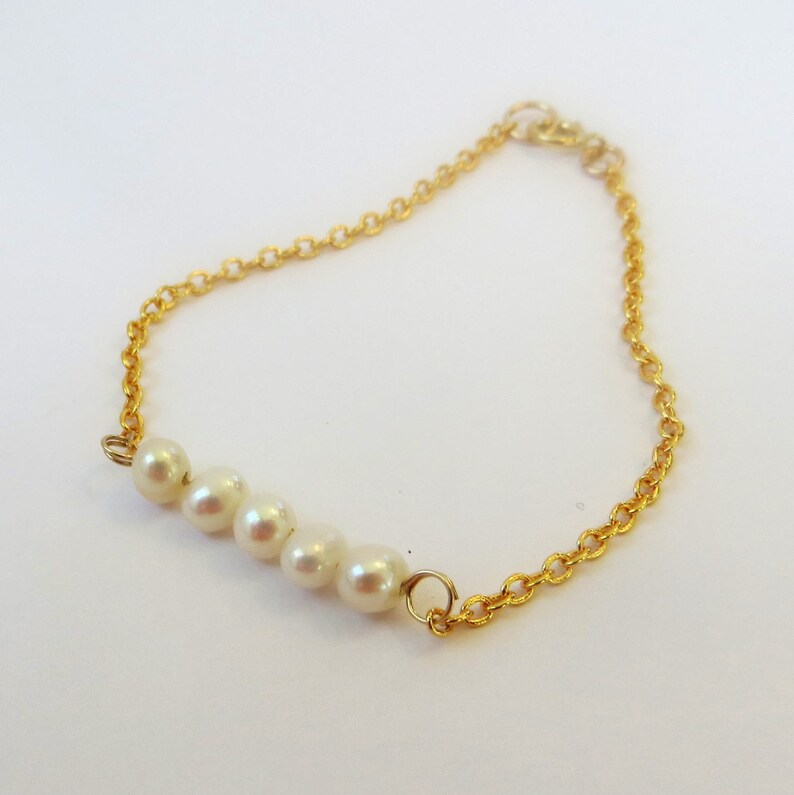 Real Pearl Bracelet Bridesmaid Pearl Gold Bracelet Gold Pearl Etsy