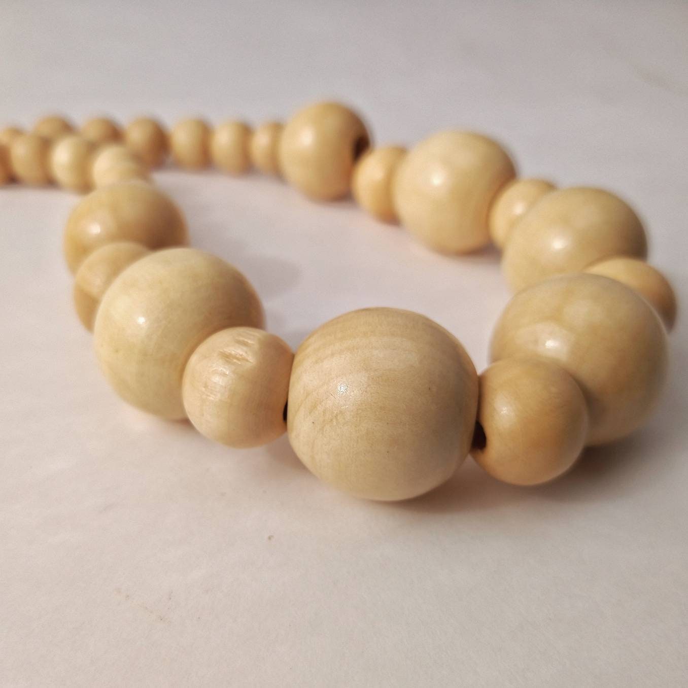 Large Wood Bead Necklace Statement Beaded Necklace Natural Etsy