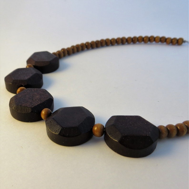 Wooden Bead Necklace Wood Choker Image 0