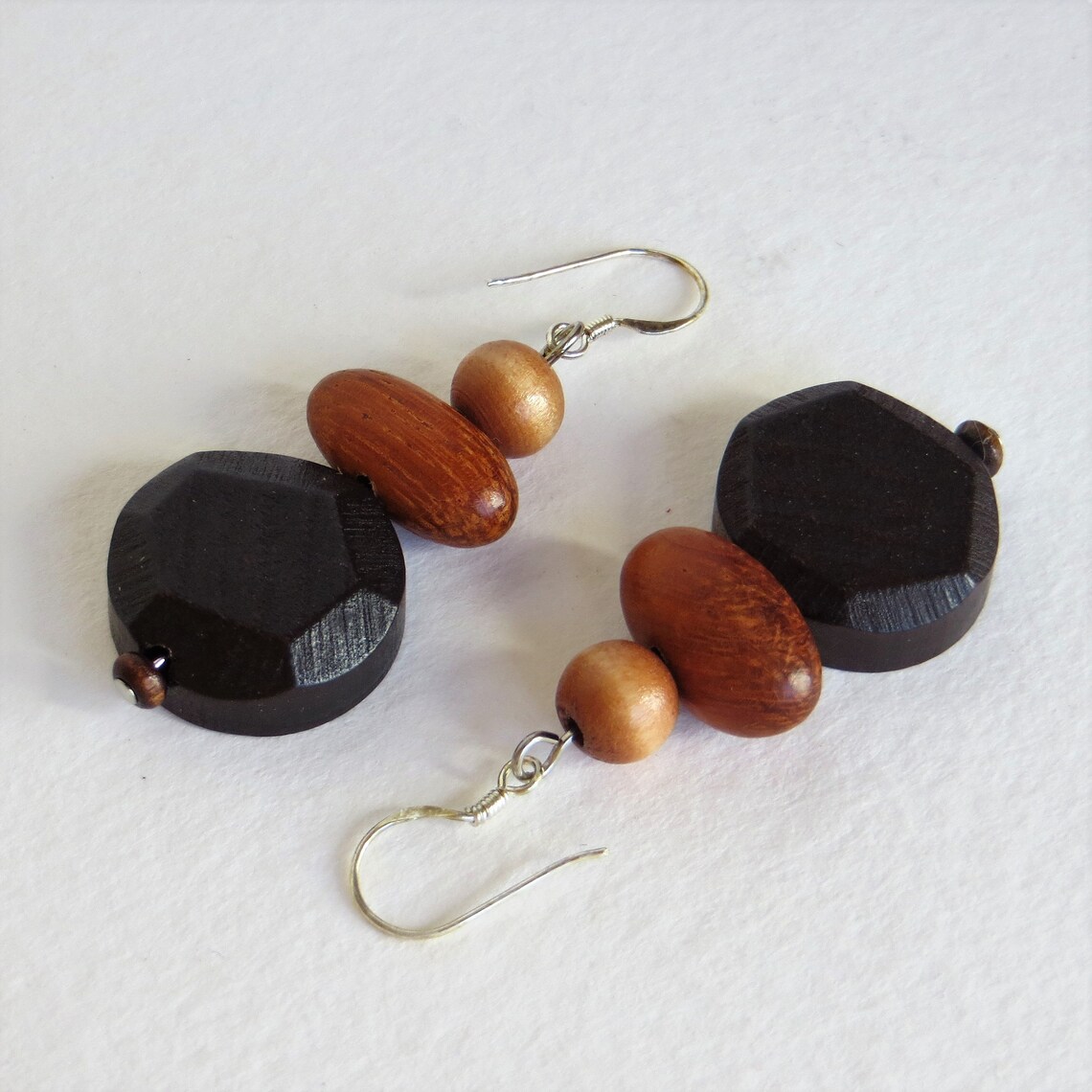 Wooden Earrings Boho Chic Earrings Wood Dangle Earrings Etsy