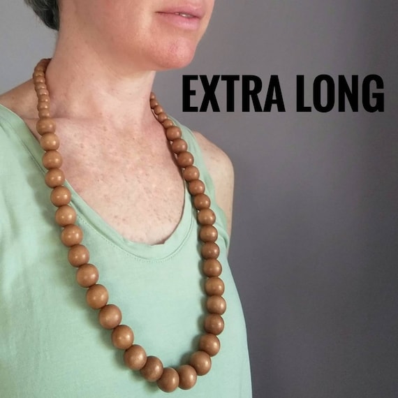 Long wood best sale necklace