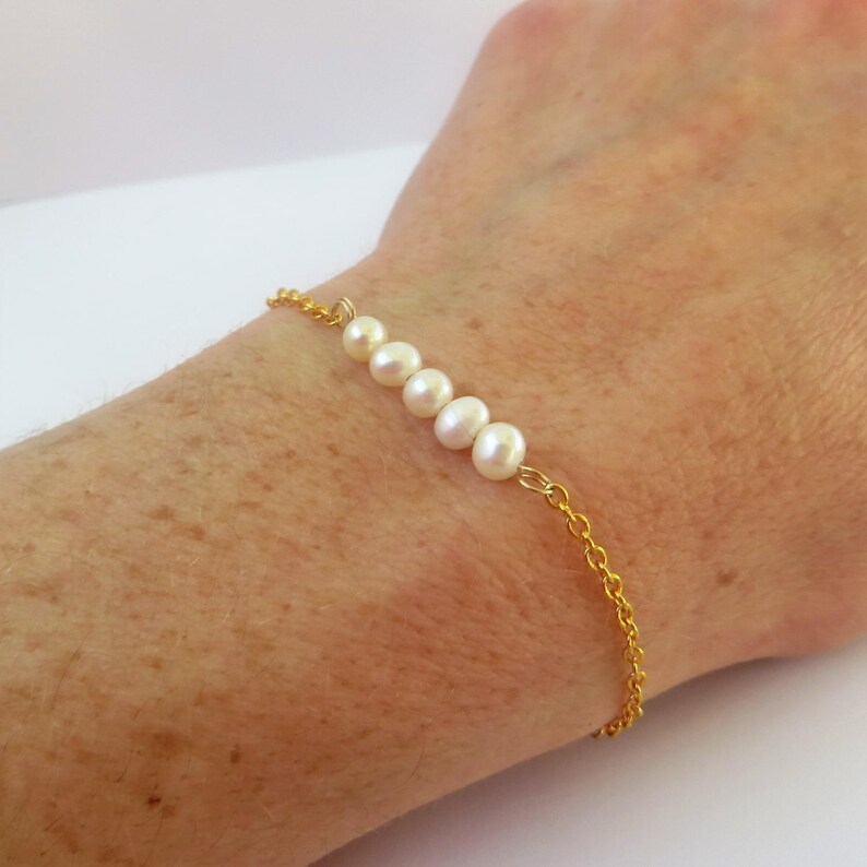 Real Pearl Bracelet Bridesmaid Pearl Gold Bracelet Gold Pearl Etsy
