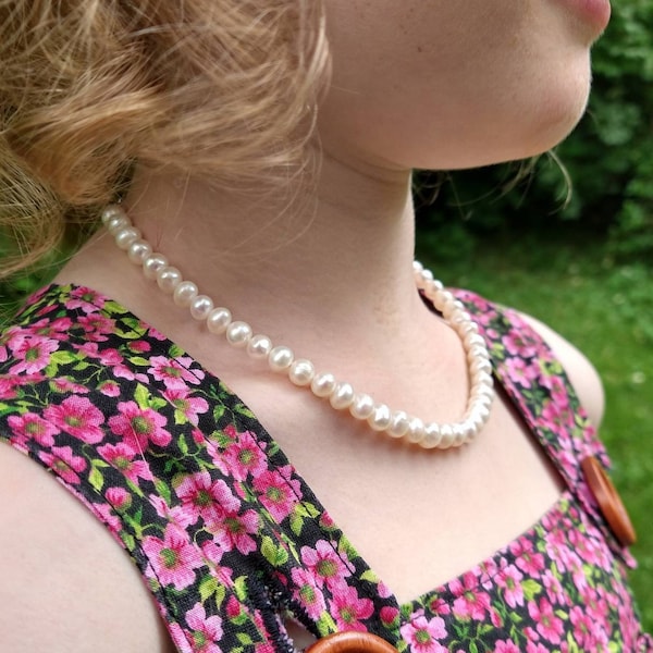 Real Pearl Necklace for Girls Wedding Flower Girl Pearl Jewelry Photo Prop, Childrens Necklaces, Little Dress up Gift Kids, Teen, Child Set