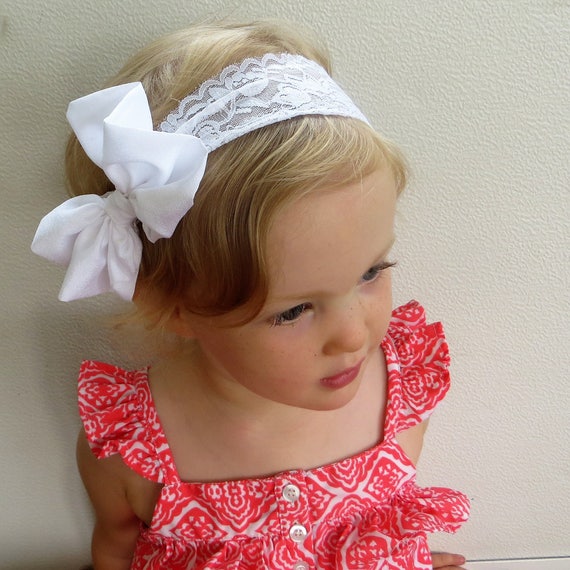 White Bow Headband Big Bow Headband Large Bow Headband Etsy