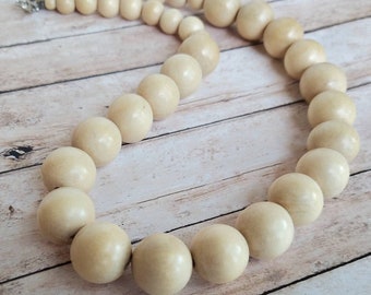 Wood Bead Necklace, Large Wooden Bead Necklace Wooden Necklace, Big Wooden Jewelry, Long Wooden Necklace Women