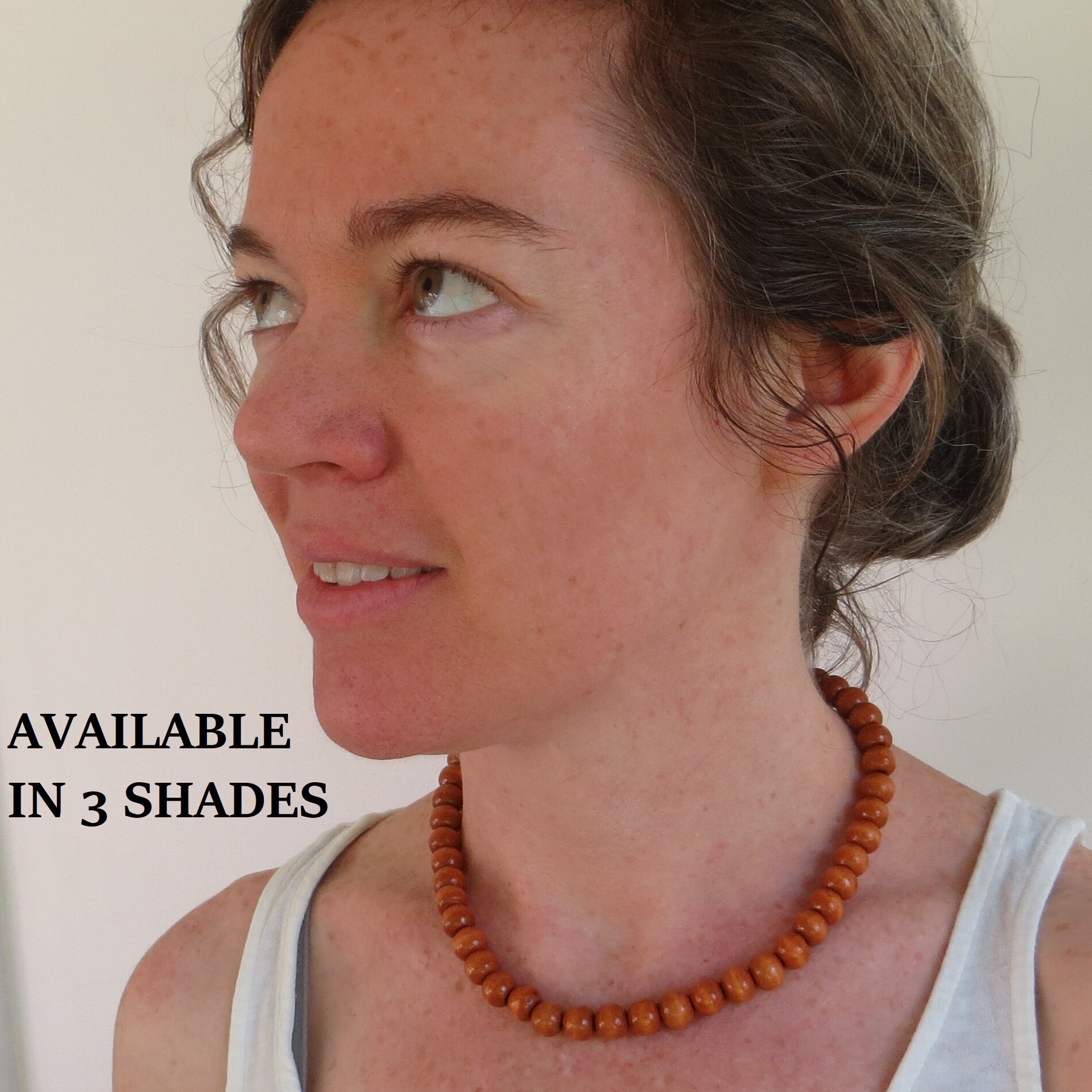 Natural Wood Bead Necklace Wooden Bead Choker Wood Fashion Etsy