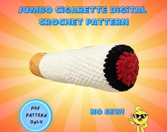 Jumbo Cigarette Crochet Pattern | Funny Amigurumi Plush | No Sew Crochet | Digital Crochet Pattern PDF | Novelty Gift | Kawaii Crochet