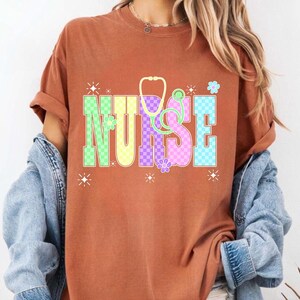 Neon Checkered NURSE PNG, Nurse Neon Distressed Png, Everyday Png, Custom Preppy Nurse Design, Nurse Life Png , Hand Drawn,Colorful