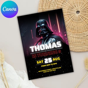 Printable birthday invite, Editable invitation, instant Download, wars invitation, Star invite, wars invitation, darth vader birthday party