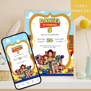 Birthday invitation Toy Story instant download digital invite Toy Story themed invitation for birthday party Toy Story Woody Buzz Lightyear