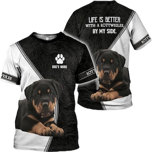 Custom Rottweiler Dog T-Shirt – Personalized Pet Name Shirt for Rottweiler Lovers