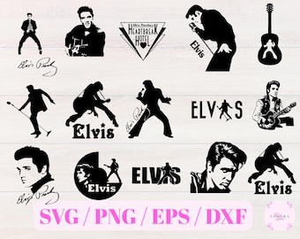 Elvis Presley SVG/PNG Bundle - Elvis Presley Stickers - Elvis Presley Clipart - Elvis Presley Silhouette - Instant Download
