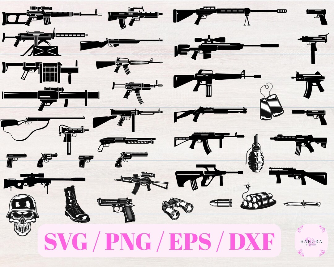 Guns SVG/PNG Bundle - Weapon Svg Png Files - Cut Files - Guns Stickers ...
