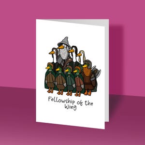 Fellowship of the Wing | Wenskaart, verjaardagskaart, cadeaukaart, grappige kaarten, gans, fantasyfilm
