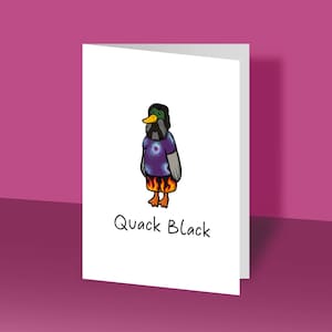 Quaken Schwarz | Jack Black inspiriert Grußkarte, Geburtstagskarte, Geschenkkarte, lustige Karten, Ente, Musiker, Tenacious D