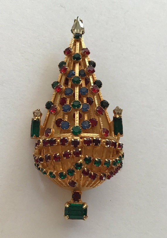 Vintage Joseph Warner rhinestone Christmas tree Pi