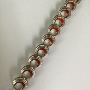 Vintage Aksel Holmsen sterling red enamel illusion bracelet Norway