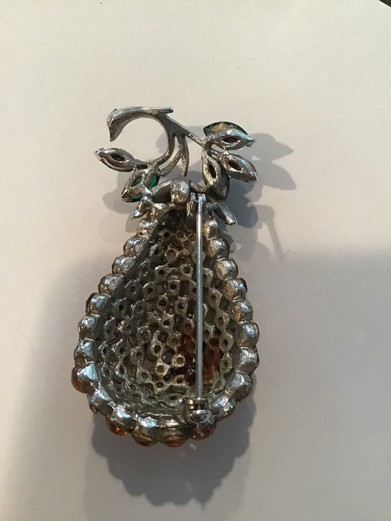 Vintage Coro rhinestone pear pin brooch - image 2