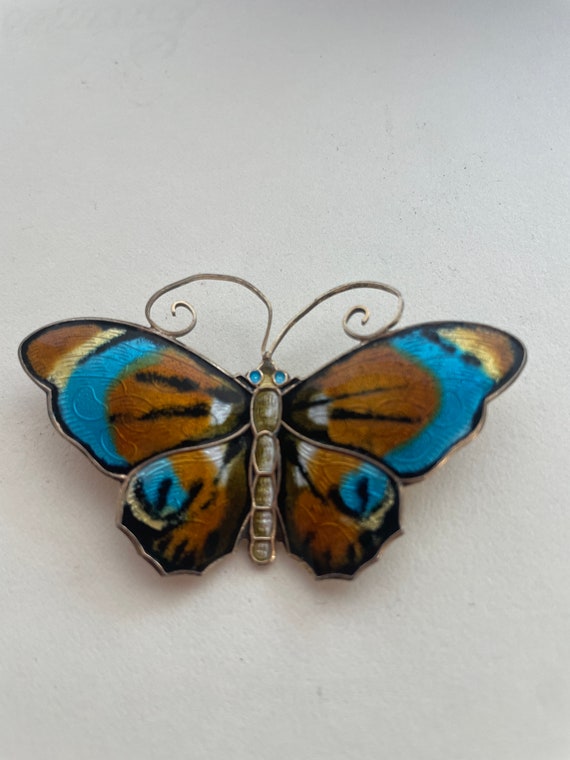 Vintage David Andersen enamel Butterfly pin Norway