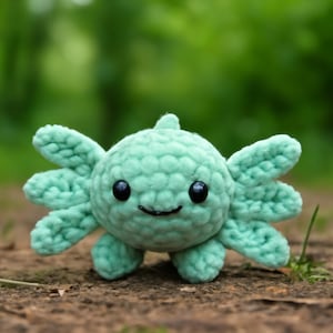 Easy Baby Axolotl Crochet Pattern | Beginner Friendly Amigurumi Fish, Chunky Crochet Project with Chenille Yarn