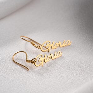 Dainty Name Earrings Dangle Custom Name Earrings Handwritten Name Earrings for Mom Earrings Monogrammed Earrings Personalized Name Earrings