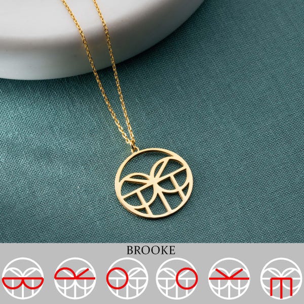 Custom Logo Name Necklace with Geometric Monogram Charm Artistic Initial Pendant Gold Name Jewelry Modern Business Logo Keepsake Gift