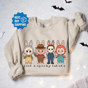 Just a Spooky Labubu Shirt, Halloween Labubu Sweatshirt, Gift for Labubu Lover, Monster Doll Shirt, Labubu Shirt, Spooky Cartoon Doll Tee