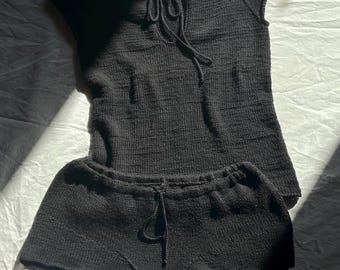 Córdoba top and mini shorts set knitting pattern