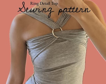 Ring Detail Top Sewing Pattern PDF – Open Back Stretch Top