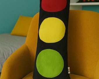 Handmade Traffic Light Plush Pillow,  Kids Nursery Decor, Toddler gift, construction nursery