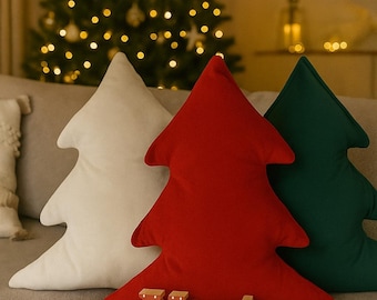 Christmas Tree Pillow, Decorative Soft Cushion for Sofa, Living Room Holiday Decor
