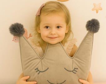 Handmade Velvet Crown Pillow , Personalized Kids Room Decor, Princess Pillow , Little Girl Gift