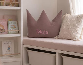 Personalized Crown Pillow for Girl, Custom Birthday Gift, Princess Name Cushion, Gift for Daughter, Baby Shower Keepsake
