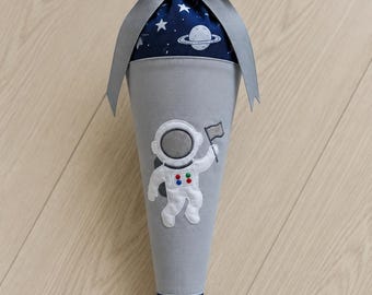 Mini Space Astronaut Schultüte, Sibling School Cone Personalized Name, Small Zuckertüte Stars Rocket 35cm
