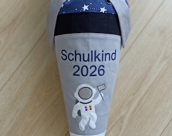 Space Astronaut Schultüte Boy, Personalized School Cone with Name, First Day of School Backpack Cone, Fabric School Cone 70cm Stars