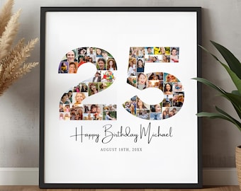25th Birthday Photo Collage Gift | Editable Canva Template (Digital Download)