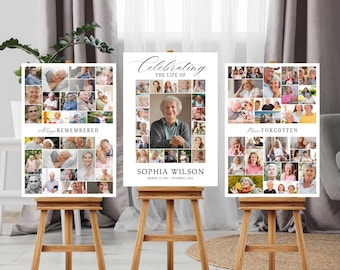 Memorial Photo Collage Templates – Editable Celebration of Life Posters (Digital Download)