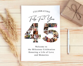 Editable 45th Birthday Photo Collage Welcome Sign, Canva Template (Digital Download)