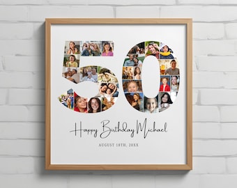 50th Birthday Photo Collage Template | Personalized Keepsake (Digital Printable)
