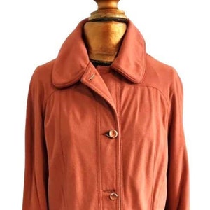 Vintage 1970er Jahre Forecaster of Boston Faux Wildleder Mantel Größe 9/10 Burnt Orange SOFT!!