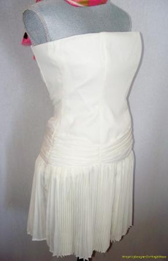 Vintage 1970s White Chiffon Dress With Fan Skirt - image 2