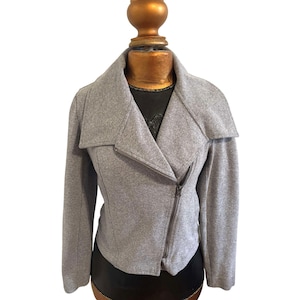 Vintage Banana Republic Gray Cotton Blend Asymmetrical Moto Zip Front Jacket Size S EUC!