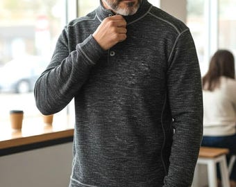 Vintage Tommy Bahama Men's XL Space Dye Gray Pullover Cotton Blend